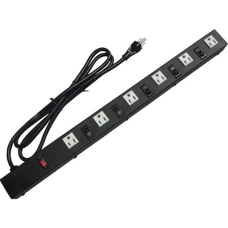 E-Dustry Power Strip, Switched, SJT, 5-15R, 5-15P, 6 ft., White EPS-2066MN